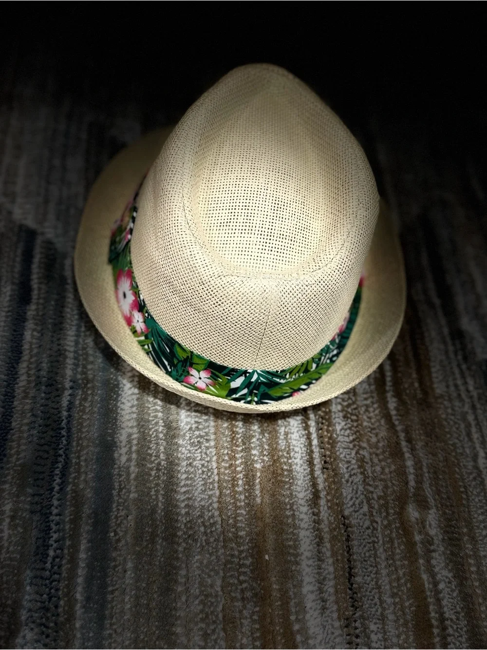 Cream Straw Fedora with Tropical Floral Band